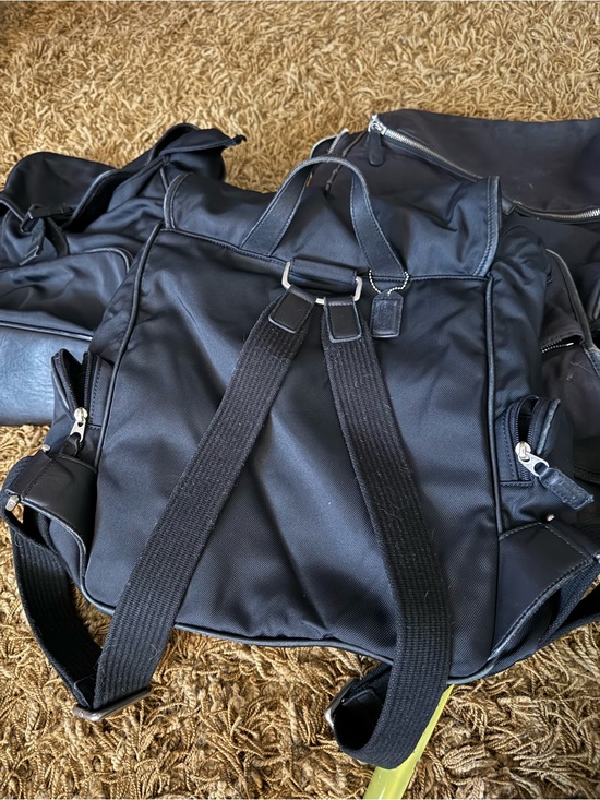 coach backpack black nylon Black Coach Unisex Nylon Backpack - Versatile Everyday Bag